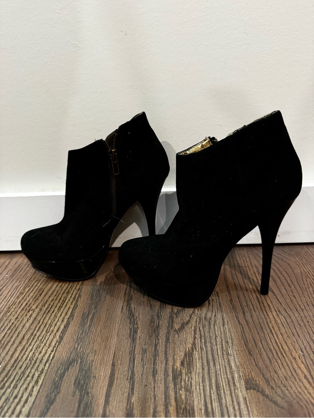 Steve Madden Black Suede Platform Ankle Booties